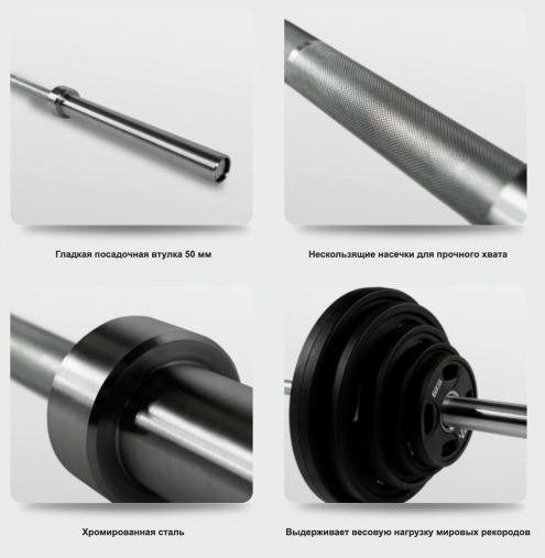 Гриф олимпийский прямой 220 см BRONZE GYM BG-PA-BR-S003 нагрузка до 450 кг, хват 30мм Гриф олимпийский прямой 220 см BRONZE GYM BG-PA-BR-S003 нагрузка до 450 кг, хват 30мм