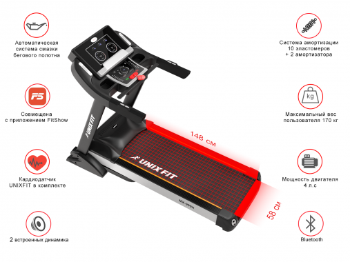Беговая дорожка UNIX Fit MX-990X с воздушным охлаждением двигателя Беговая дорожка UNIX Fit MX-990X с воздушным охлаждением двигателя