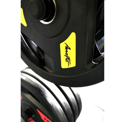 Олимпийский обрезиненный диск AeroFit 2.5 кг, черно-синий, с 3-мя хватами. Посадочное кольцо из нержавеющей стали, Ø 51,5 мм