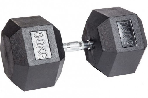 Гантель 60 кг гексагональная VictoryFit VF-H500 обрезиненная Гантель 60 кг гексагональная VictoryFit VF-H500 обрезиненная