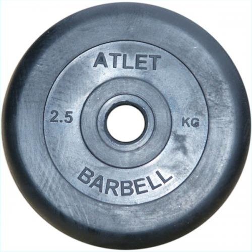 Набор обрезиненных дисков, черные MB Barbell, D-51 мм, 1,25-25 кг, АТЛЕТ (общий вес 157,5 кг)