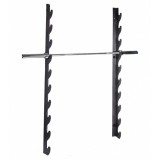 Настенный держатель для 10 олимпийских грифов горизонтальный Настенный держатель для 10 олимпийских грифов горизонтальный