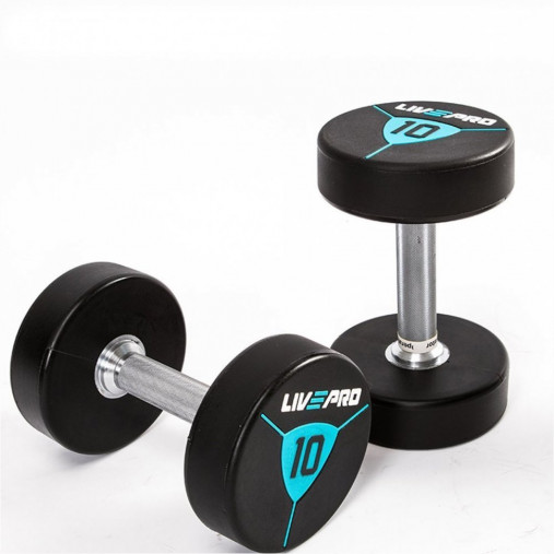 Гантели в уретане LIVEPRO Premium Urethane Dumbbells 34 кг, черный/синий (пара)